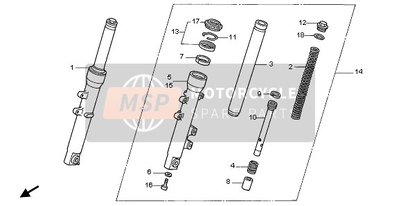 Honda NES150 2005 Tenedor frontal para un 2005 Honda NES150